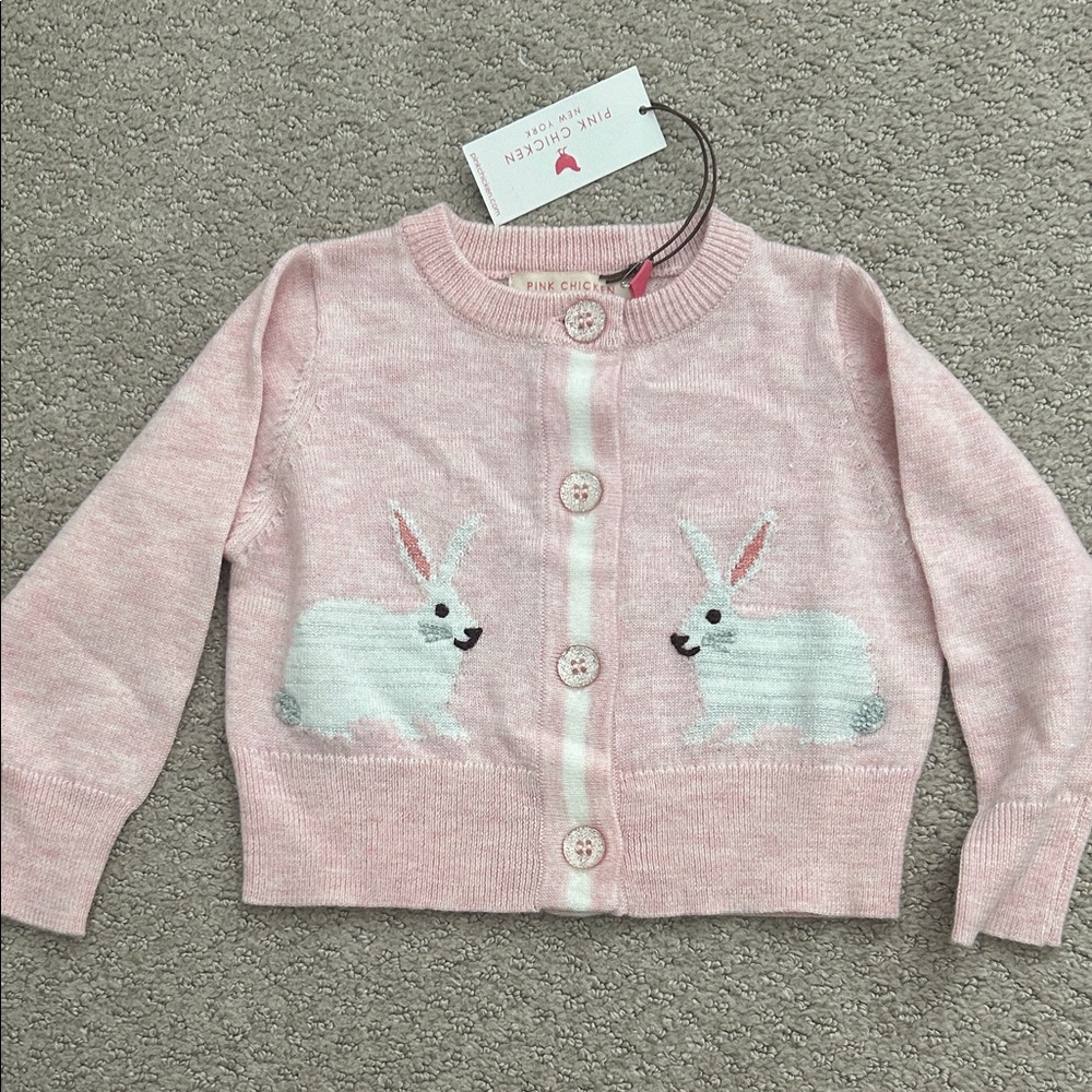 NWT Pink Chicken pink bunny cardigan